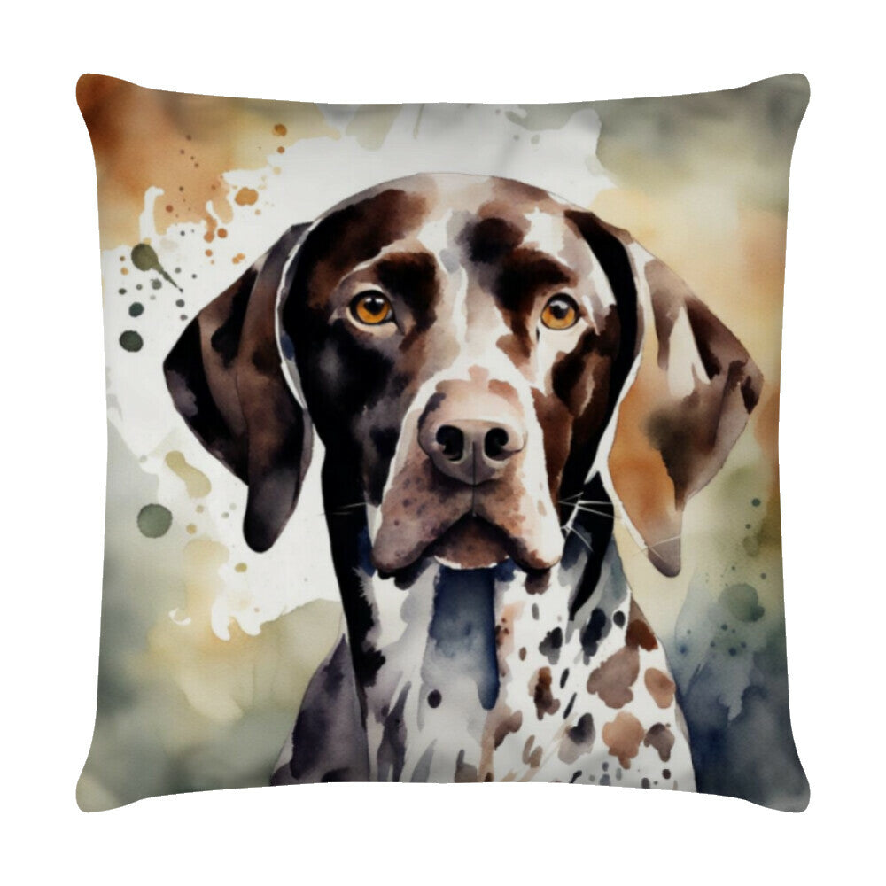 Kissen "Deutsch Kurzhaar - Aquarell" Weiß – hunde-shirt.de