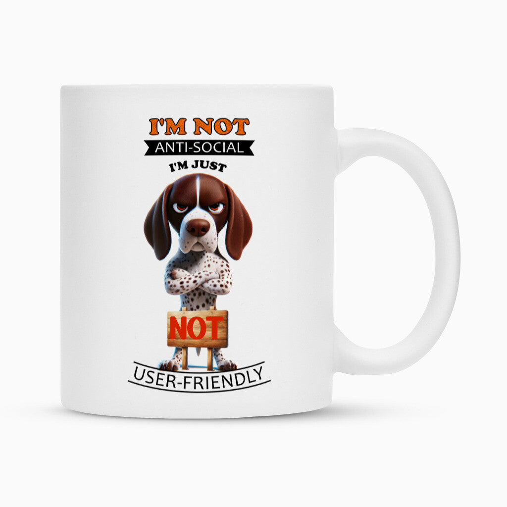 Tasse "Deutsch Kurzhaar - Anti-Social" Weiß – hunde-shirt.de