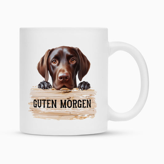 Tasse "Deutsch Kurzhaar - Guten Morgen" Weiß – hunde-shirt.de