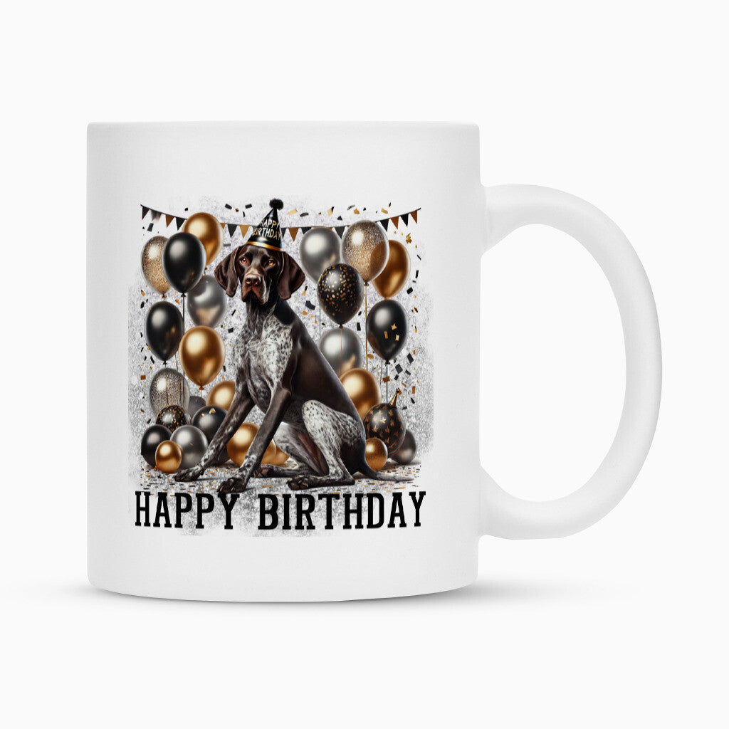 Tasse "Deutsch Kurzhaar - Happy Birthday" Weiß – hunde-shirt.de