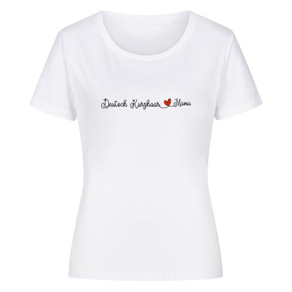 Premium Organic Damen-Shirt "Deutsch Kurzhaar - Mama" Weiß – hunde-shirt.de