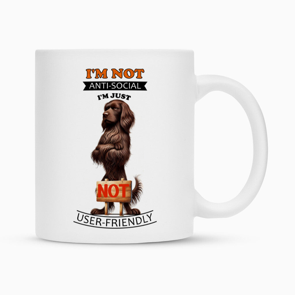 Tasse "Deutsch Langhaar- Anti-Social" Weiß – hunde-shirt.de