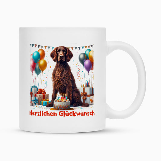 Tasse "Deutsch Langhaar- Herzlichen Glückwunsch" Weiß – hunde-shirt.de