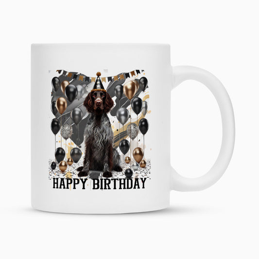 Tasse "Deutsch Langhaar- Happy Birthday III" Weiß – hunde-shirt.de