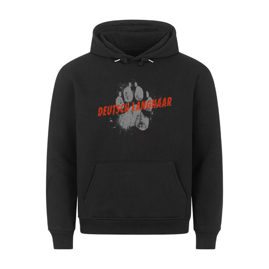 Premium Hoodie "Deutsch Langhaar- PAW" Schwarz – hunde-shirt.de