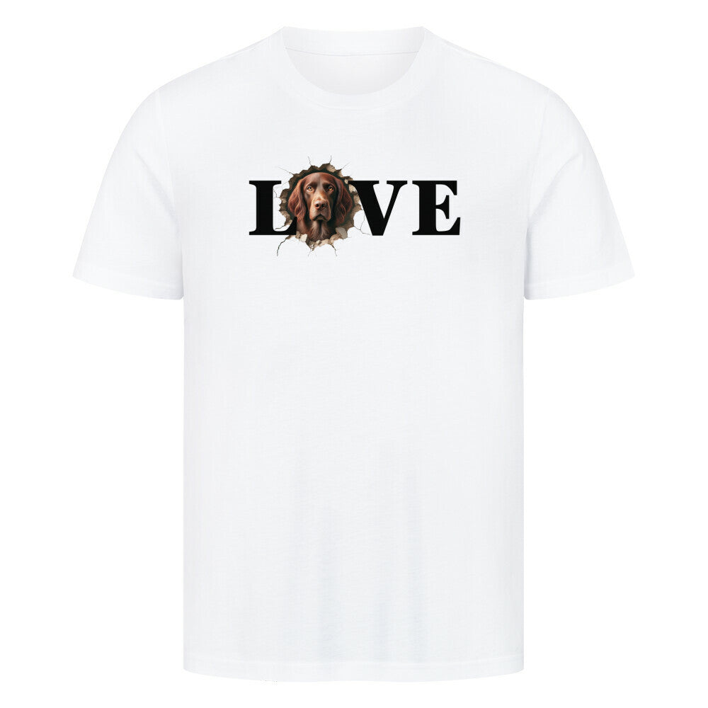 Premium T-Shirt "Deutsch Langhaar- LOVE" Weiß – hunde-shirt.de