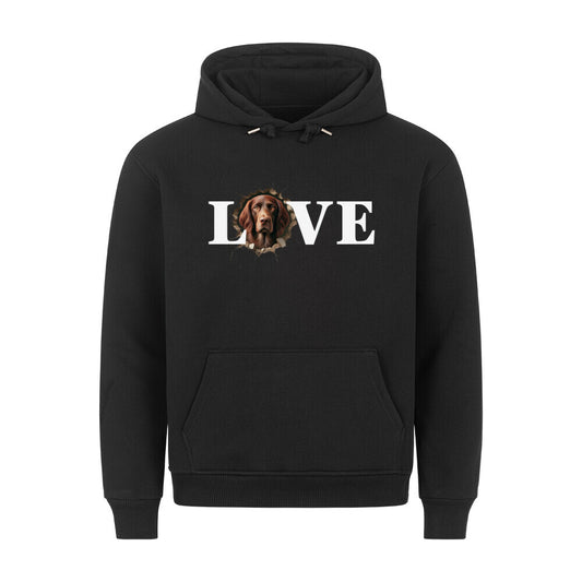 Premium Hoodie "Deutsch Langhaar- LOVE" Schwarz – hunde-shirt.de