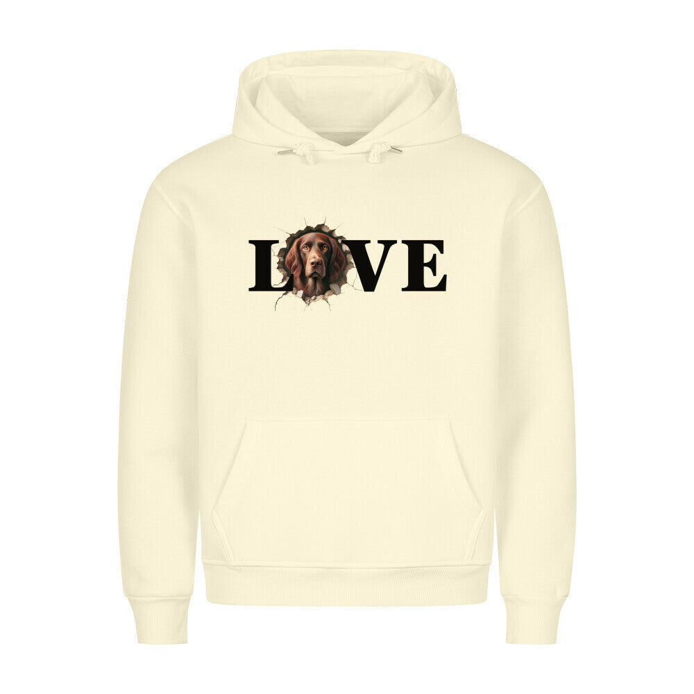 Premium Hoodie "Deutsch Langhaar- LOVE" Beige – hunde-shirt.de