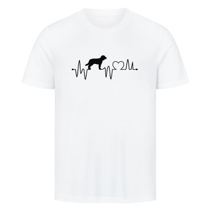 Premium T-Shirt "Deutsch Langhaar- Heartbeat" Weiß – hunde-shirt.de