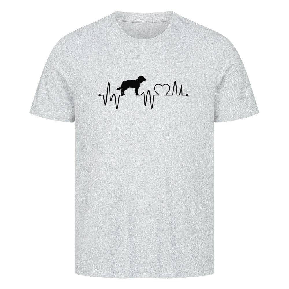 Premium T-Shirt "Deutsch Langhaar- Heartbeat" Heather Grey – hunde-shirt.de