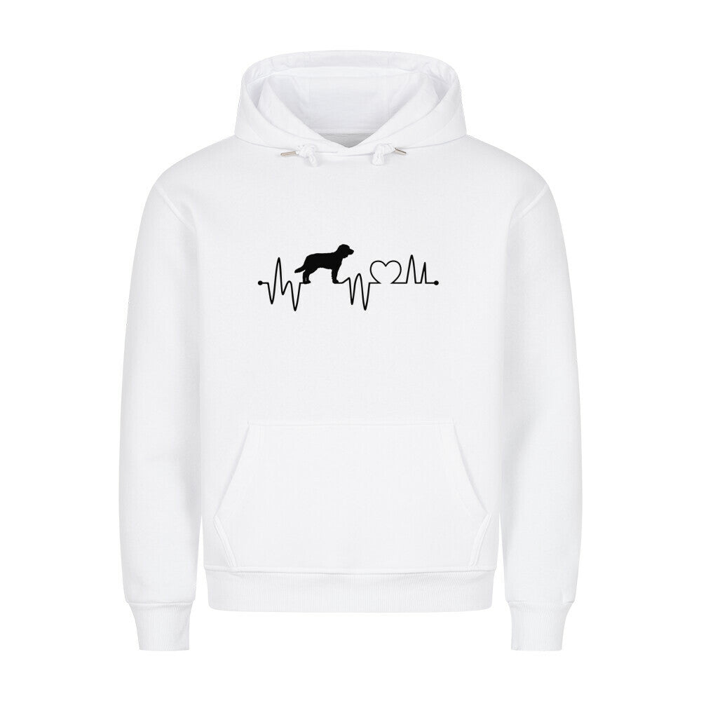 Premium Hoodie "Deutsch Langhaar- Heartbeat" Weiß – hunde-shirt.de