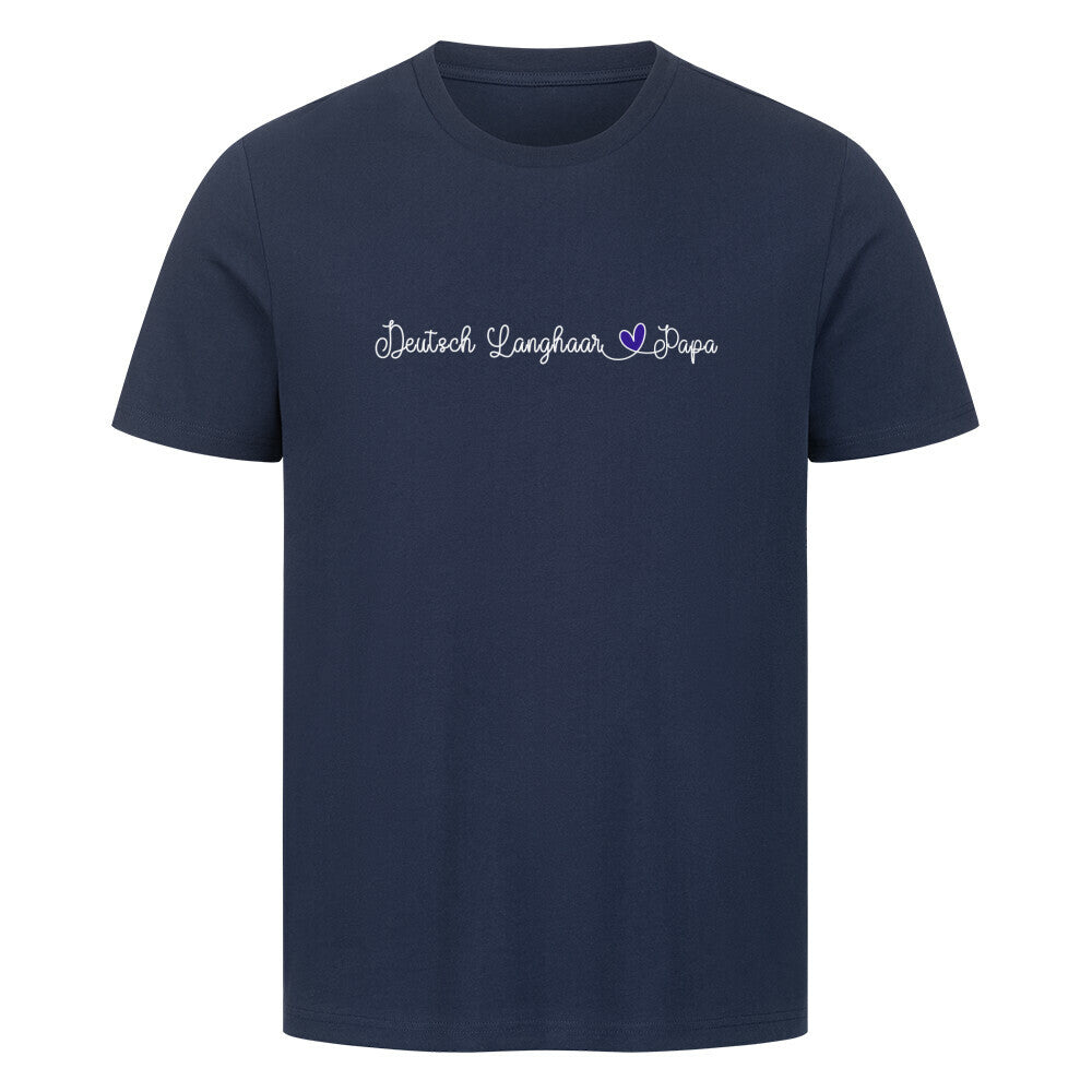 Premium T-Shirt "Deutsch Langhaar- Papa" French Navy – hunde-shirt.de