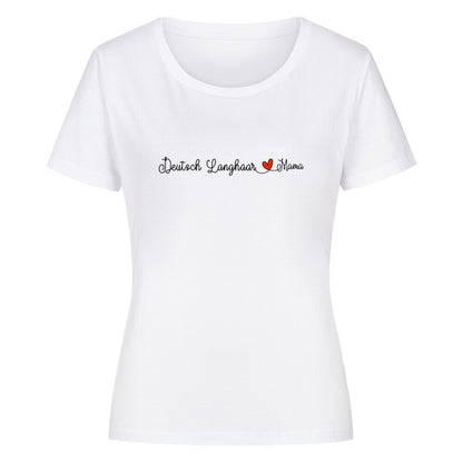 Premium Organic Damen-Shirt "Deutsch Langhaar- Mama" Weiß – hunde-shirt.de