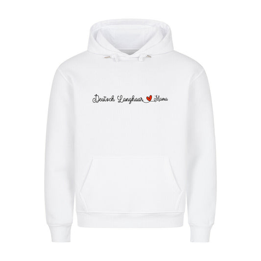 Premium Hoodie "Deutsch Langhaar- Mama" Weiß – hunde-shirt.de