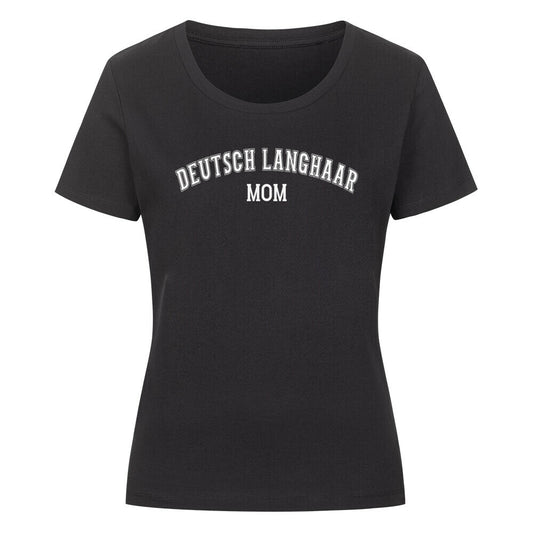 Premium Organic Damen-Shirt "Deutsch Langhaar- MOM" Schwarz – hunde-shirt.de