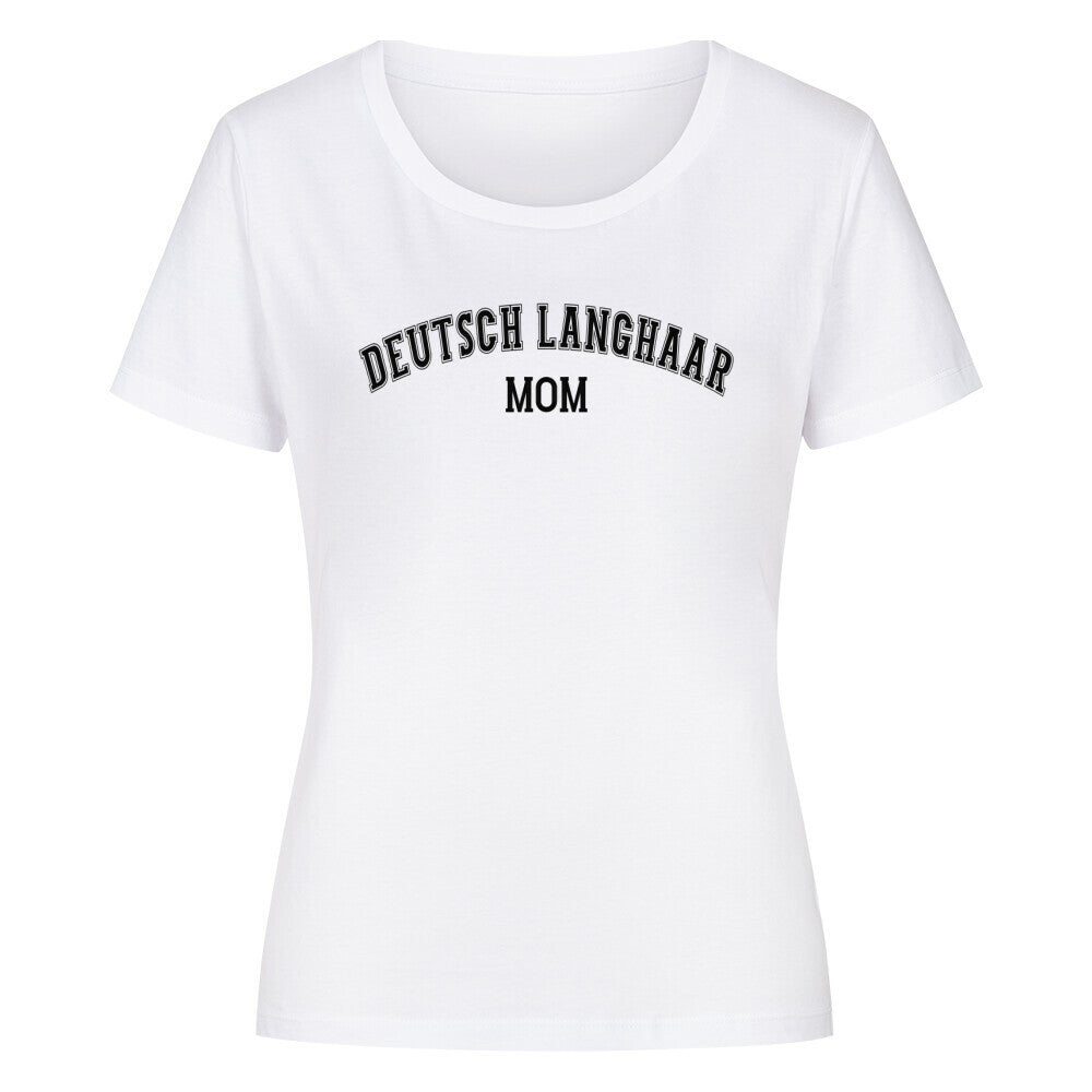 Premium Organic Damen-Shirt "Deutsch Langhaar- MOM" Weiß – hunde-shirt.de