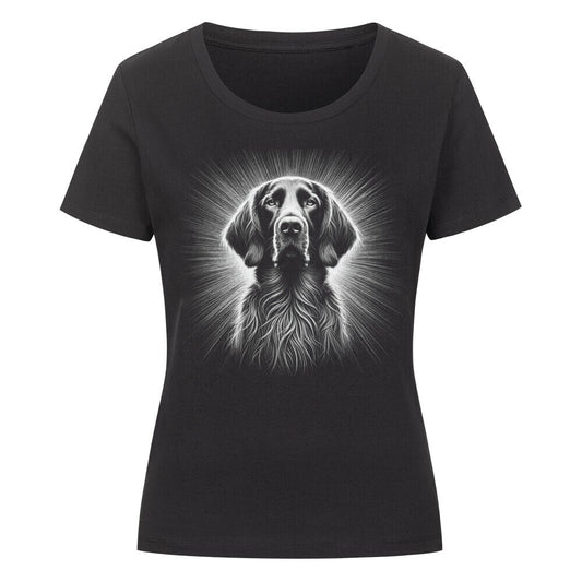 Premium Organic Damen-Shirt "Deutsch Langhaar- Shine" Schwarz – hunde-shirt.de