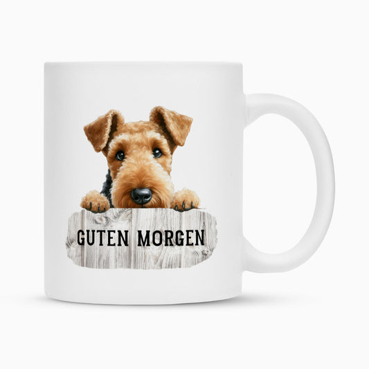 Tasse "Airedale Terrier - Guten Morgen" Weiß – hunde-shirt.de