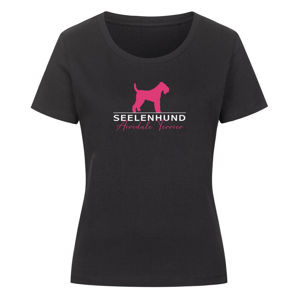 Premium Organic Damen-Shirt "Airedale Terrier - Seelenhund" Schwarz – hunde-shirt.de