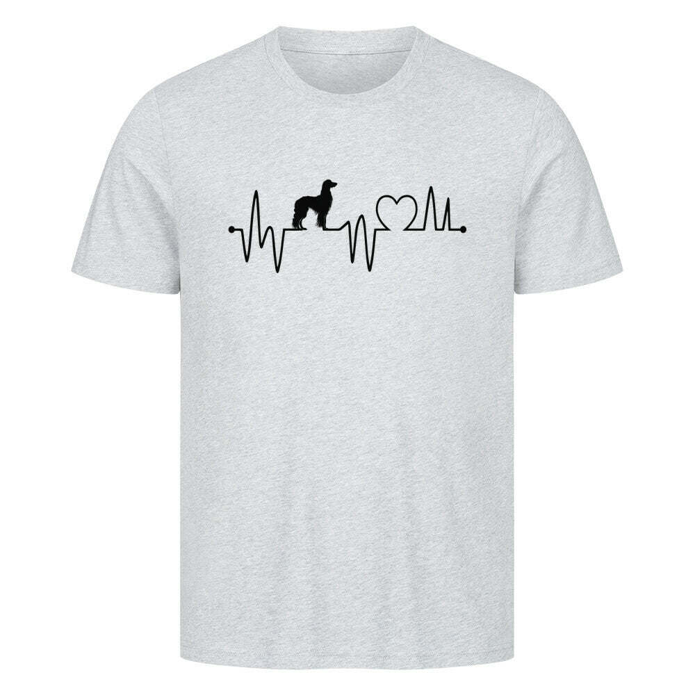 Premium T-Shirt "Afghanischer Windhund - Heartbeat" Heather Grey – hunde-shirt.de