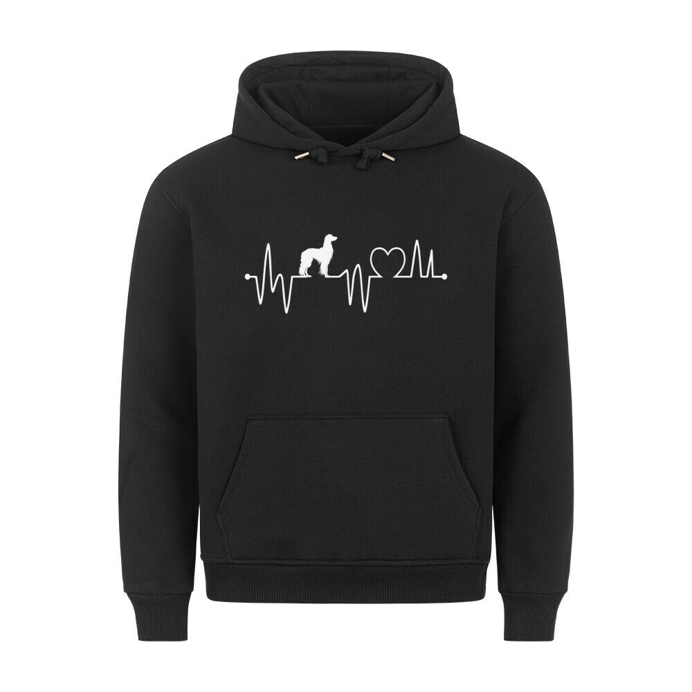 Premium Hoodie "Afghanischer Windhund - Heartbeat" Schwarz – hunde-shirt.de