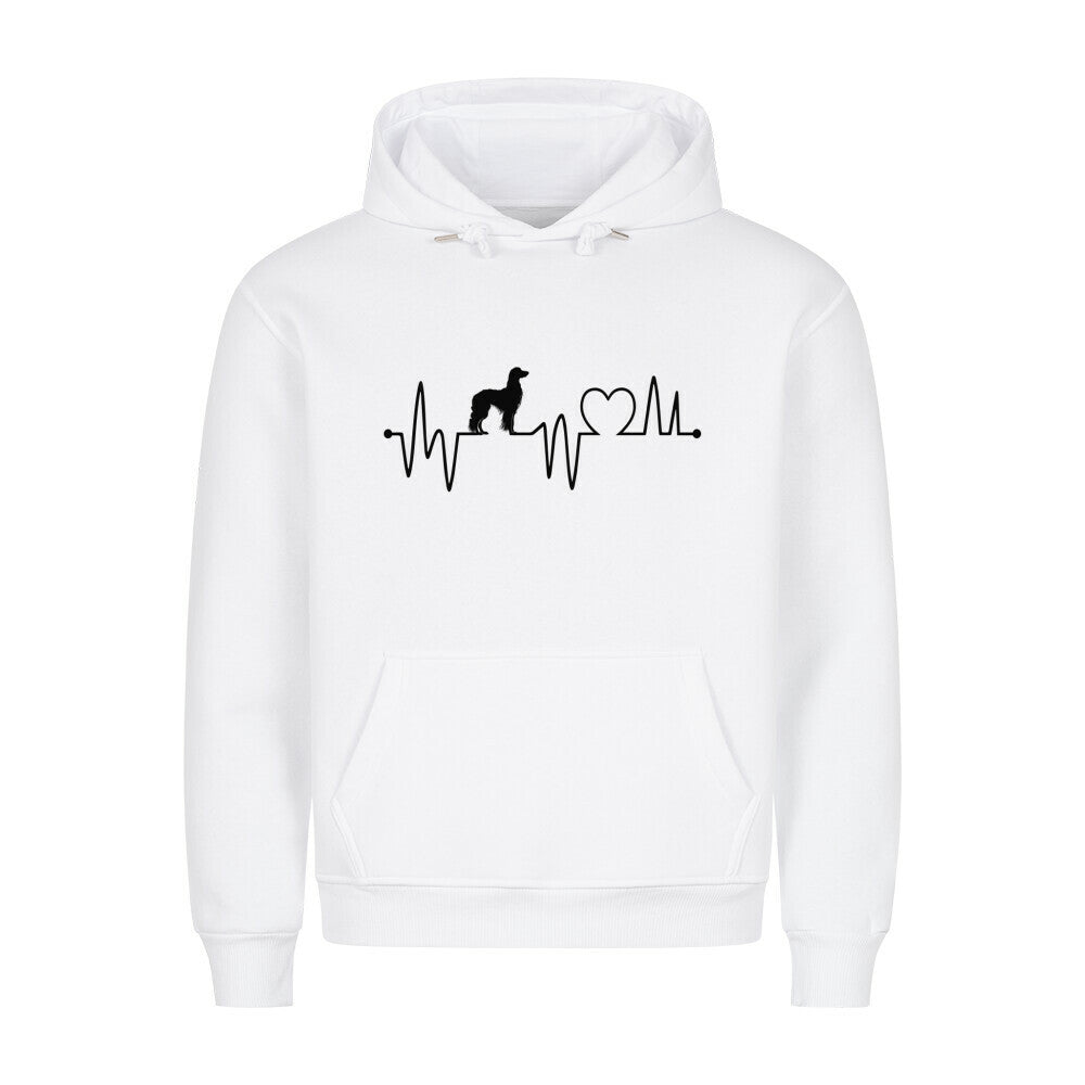 Premium Hoodie "Afghanischer Windhund - Heartbeat" Weiß – hunde-shirt.de