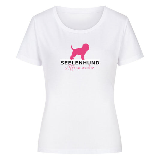 Premium Organic Damen-Shirt "Affenpinscher - Seelenhund" Weiß – hunde-shirt.de