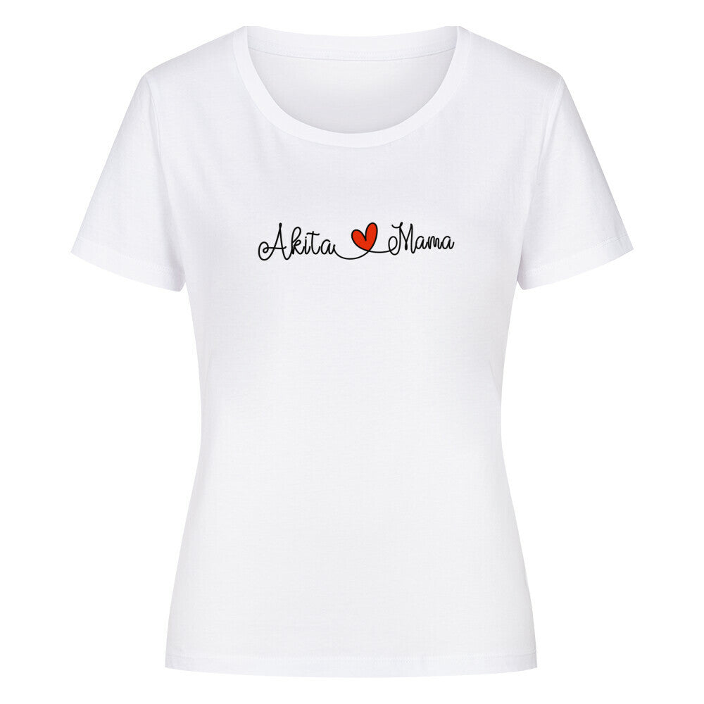 Premium Organic Damen-Shirt "Akita Inu - Mama" Weiß – hunde-shirt.de