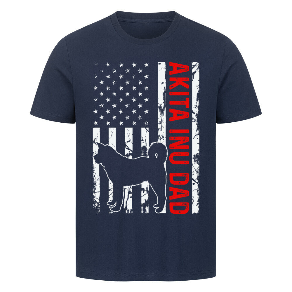 Premium T-Shirt "Akita Inu - Flag Dad" French Navy – hunde-shirt.de