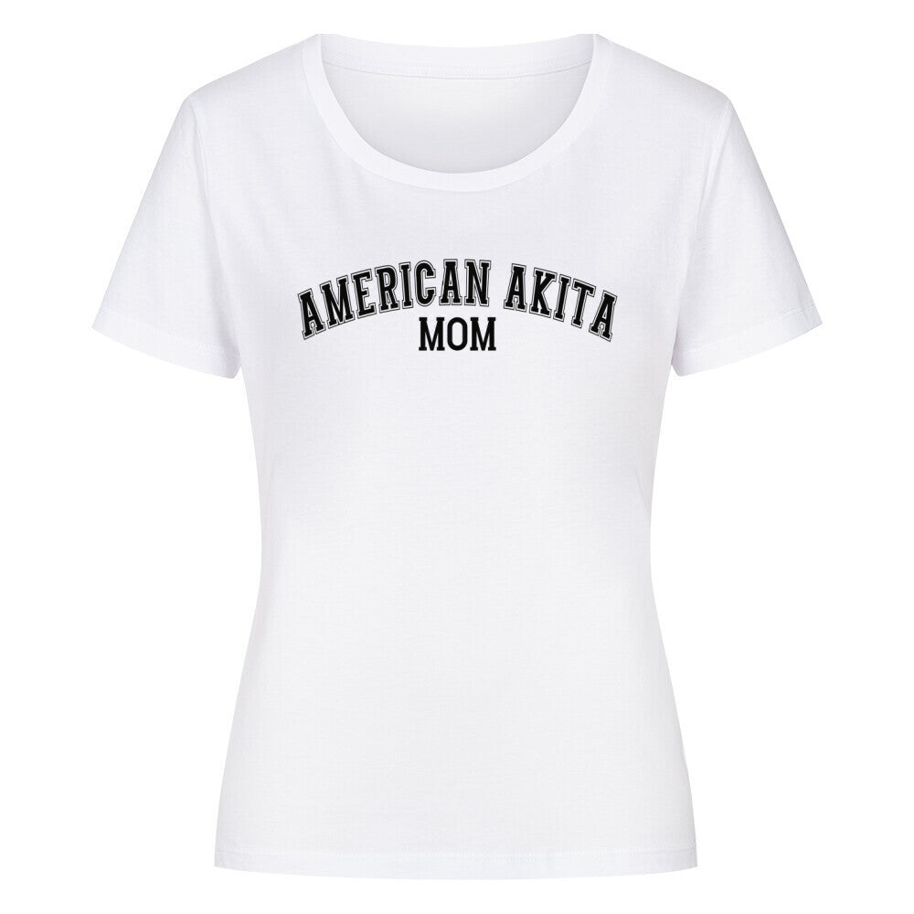 Premium Organic Damen-Shirt "American Akita - MOM" Weiß – hunde-shirt.de