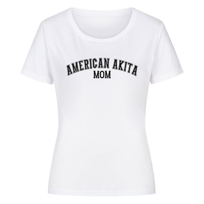 Premium Organic Damen-Shirt "American Akita - MOM" Weiß – hunde-shirt.de