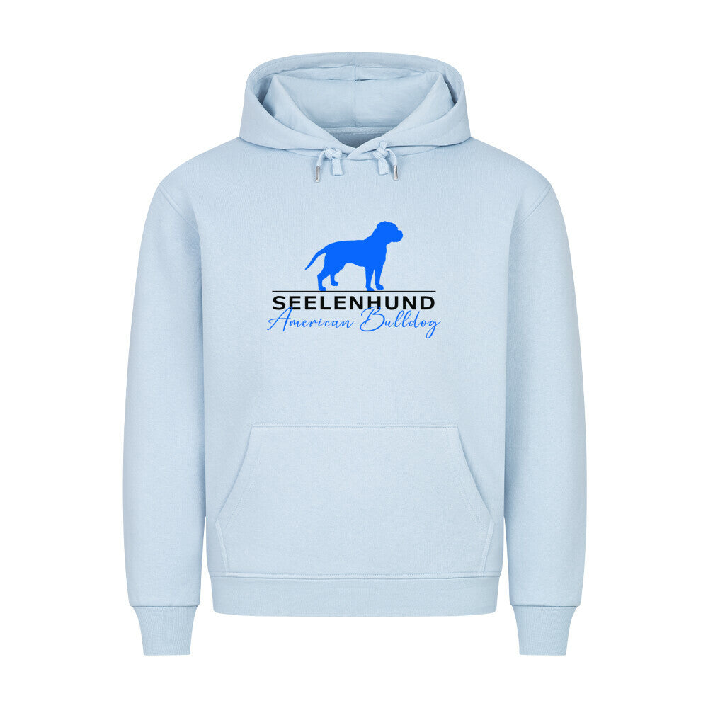 Premium Hoodie "American Bulldog - Seelenhund" Babyblau – hunde-shirt.de