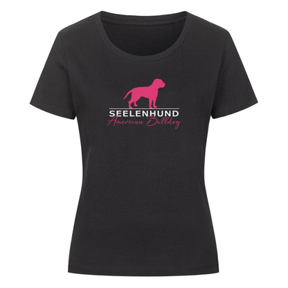 Premium Organic Damen-Shirt "American Bulldog - Seelenhund" Schwarz – hunde-shirt.de