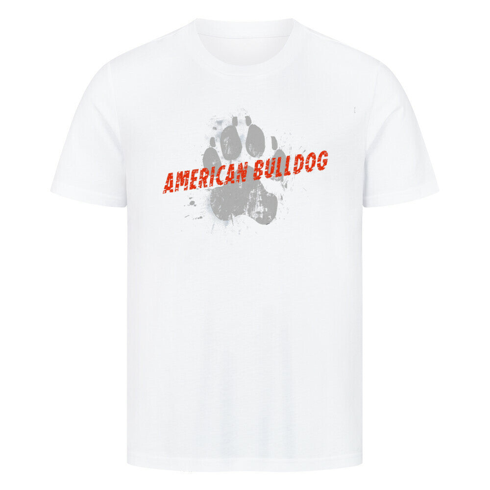 Premium T-Shirt "American Bulldog - PAW" Weiß – hunde-shirt.de