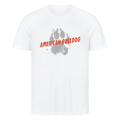 Premium T-Shirt "American Bulldog - PAW" Weiß – hunde-shirt.de