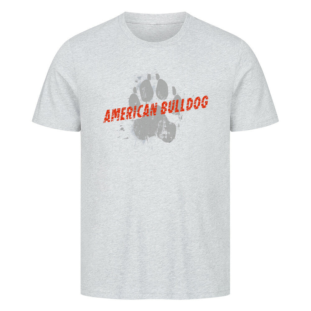 Premium T-Shirt "American Bulldog - PAW" Heather Grey – hunde-shirt.de