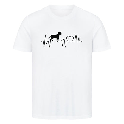 Premium T-Shirt "American Bulldog - Heartbeat" Weiß – hunde-shirt.de