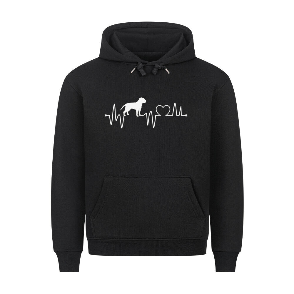 Premium Hoodie "American Bulldog - Heartbeat" Schwarz – hunde-shirt.de