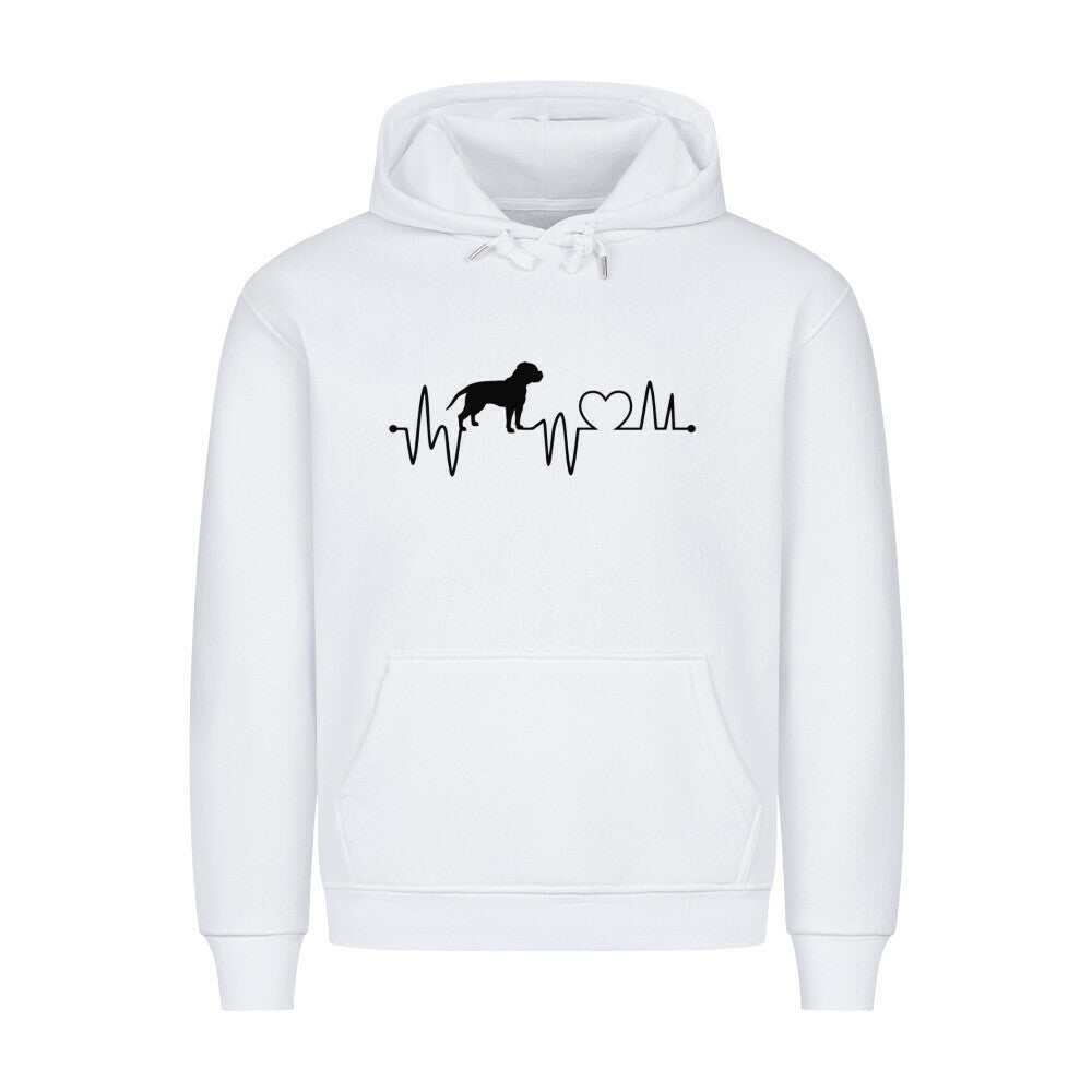 Premium Hoodie "American Bulldog - Heartbeat" Weiß – hunde-shirt.de