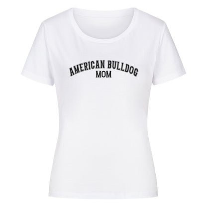 Premium Organic Damen-Shirt "American Bulldog - MOM" Weiß – hunde-shirt.de