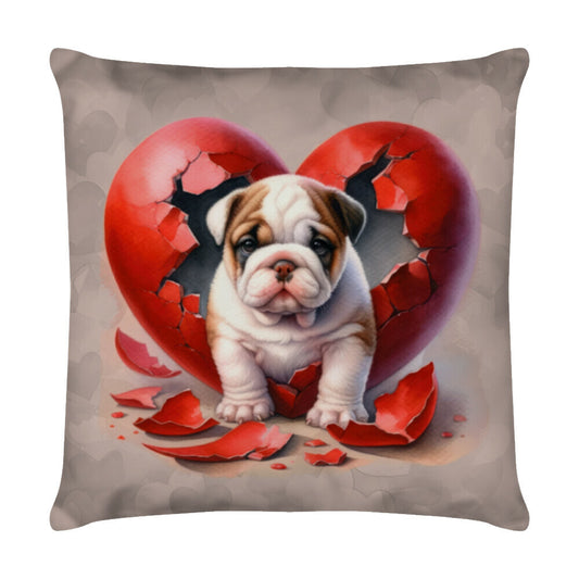 Kissen "American Bulldog - Heart" Weiß – hunde-shirt.de