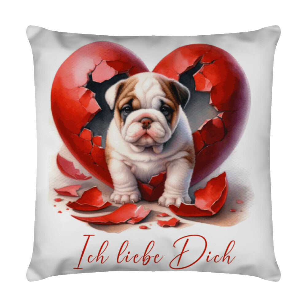 Kissen "American Bulldog - Ich liebe Dich" Weiß – hunde-shirt.de