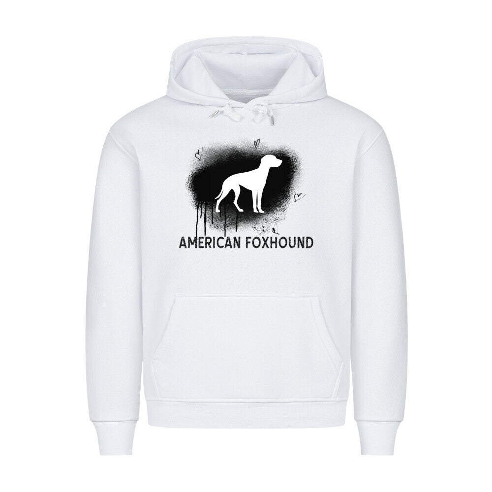 Premium Hoodie "American Foxhound - Brush" Weiß – hunde-shirt.de