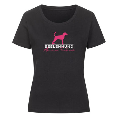 Premium Organic Damen-Shirt "American Foxhound - Seelenhund" Schwarz – hunde-shirt.de