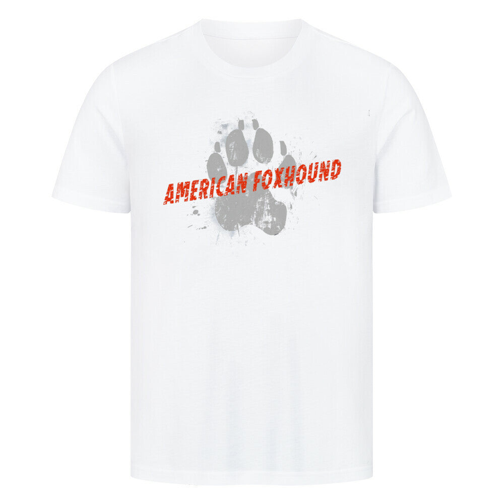 Premium T-Shirt "American Foxhound - PAW" Weiß – hunde-shirt.de