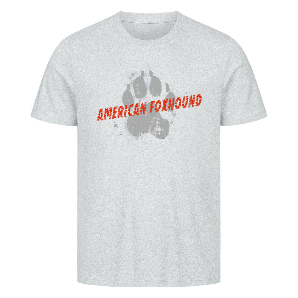 Premium T-Shirt "American Foxhound - PAW" Heather Grey – hunde-shirt.de