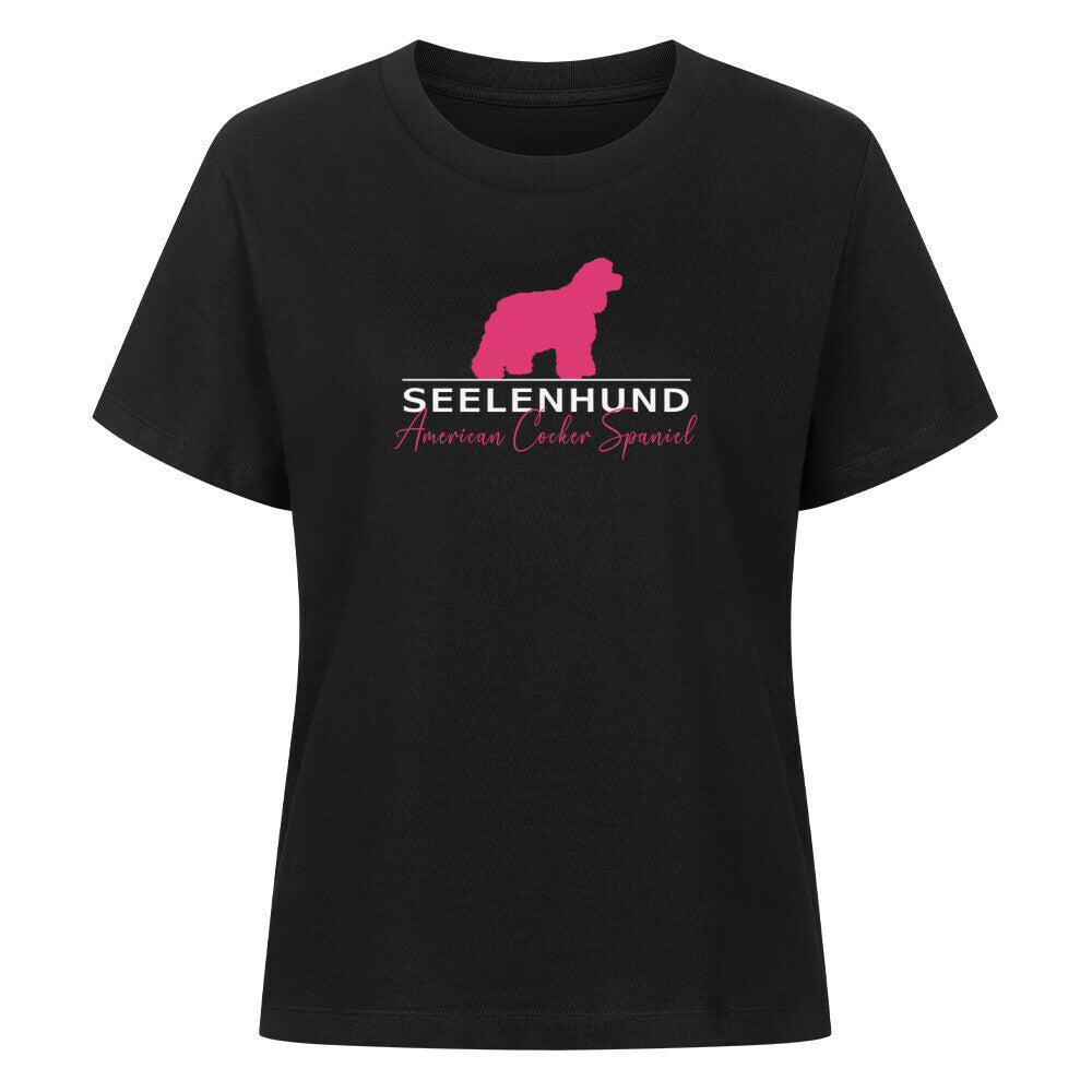 Premium Organic Damen-Shirt "American Cocker - Seelenhund" Schwarz – hunde-shirt.de