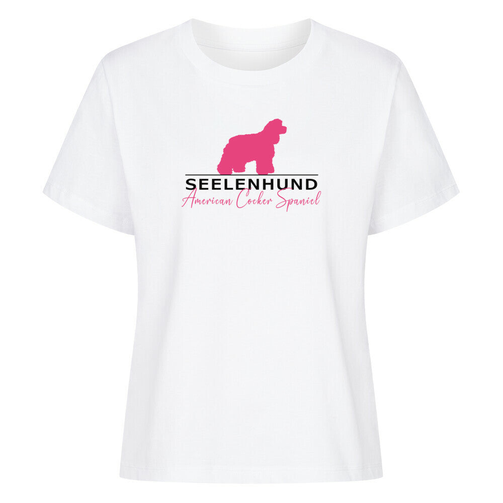 Premium Organic Damen-Shirt "American Cocker - Seelenhund" Weiß – hunde-shirt.de