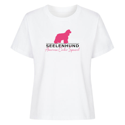 Premium Organic Damen-Shirt "American Cocker - Seelenhund" Weiß – hunde-shirt.de