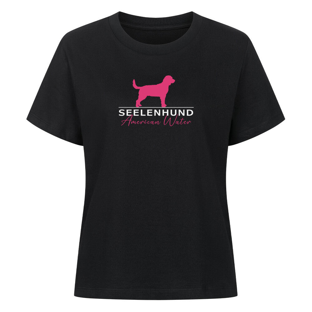 Premium Organic Damen-Shirt "American Water Spaniel - Seelenhund" Schwarz – hunde-shirt.de